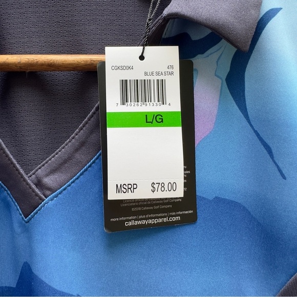 Callaway | NWT Size Large Blue Sea Star Abstract Gradient Print Block Golf Polo - Picture 5 of 14